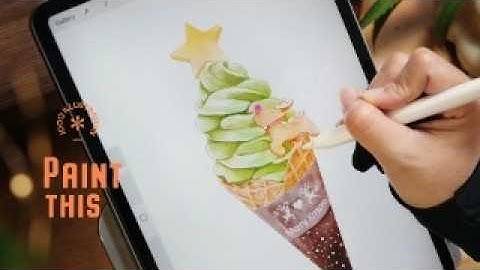 Procreate Watercolor Tutorial: Paint a Christmas Ice Cream in Procreate