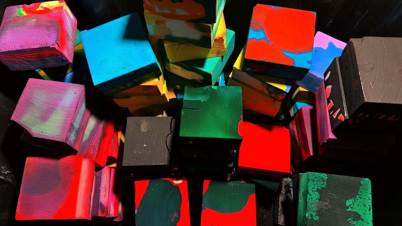 Mass Crush 80 Multi Dyed Blocks Oddly Satisfying Chalk ASMR