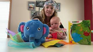 Review of KUANGO Soft Elephant Magic Tissue Box Baby Toys，Crinkle High Contrast Baby Sensory Toys
