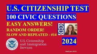 2024 Random 100 Civics Questions and Answers | U.S. Citizenship Interview | Slow Easy Answer 14