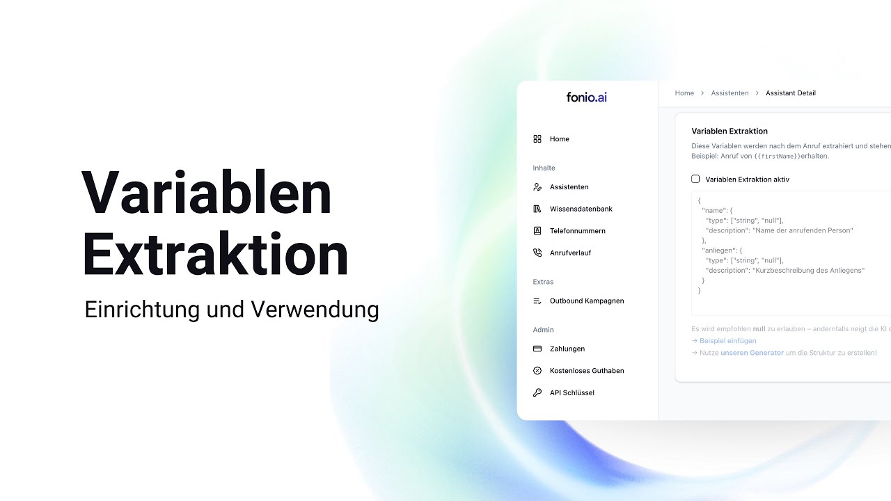 Variablen Extraktion einrichten und verwenden | fonio Tutorial - YouTube