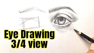 How to draw Eyes/an Eye 3/4 view step by step for beginners | Eye drawing easy tutorial Pencil