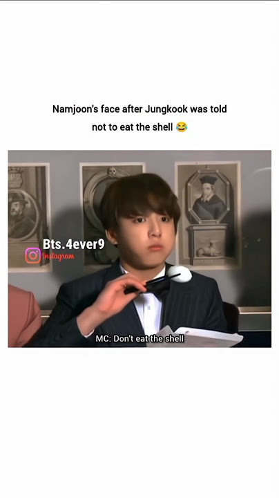 Namjoon's face after jk was told not to eat shell 🐚 #idols #bts #ytshorts #youtube #shorts #fyp #jk