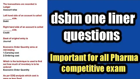 dsbm one liner questions#pharmacistexampreparation#pharmamcq