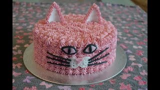 This cake was a commission for little girl's second birthday. it's
pink buttercream cat cake. also not terribly difficult to make, so
appropriate fo...