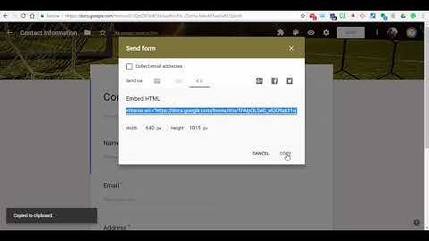 Embed a Google Form in a Google Site. What it looks like as a URL and an embed code.