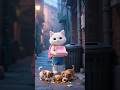 Little 🐱 Cat Feeds Hungry 🐶 Puppies from His Lunch Box 🍱  #shorts #cat #youtubeshorts #viral