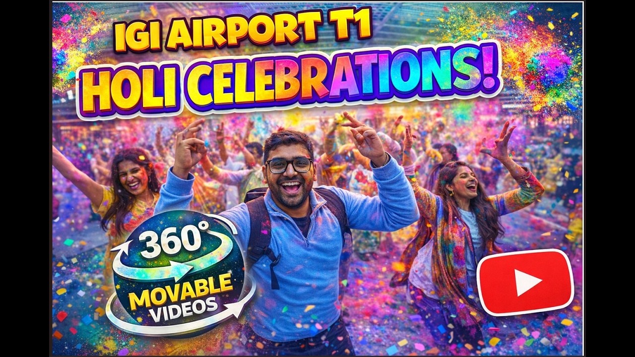 IGI Airport T1 HOLI Celebration | Full 360° Experience | Dance, Music & Colours!