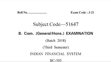 GJU Bcom 3rd Sem Indian Financial Previous Year Question Paper