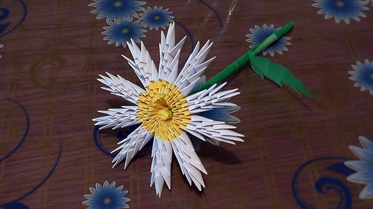 3D origami flower chamomile tutorial instruction YouTube