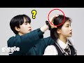 Boy try to tie girl friend&#39;s hair for the first time!