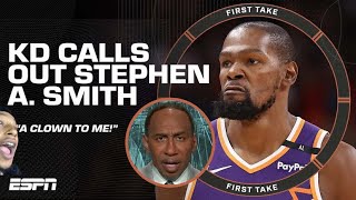 Stephen A. REFUSES to reciprocate Kevin Durant’s ‘clown’ comments 🤡 | First Take (Reaction)