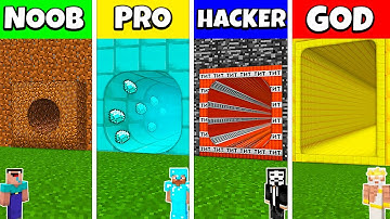Minecraft Battle: NOOB vs PRO vs HACKER vs GOD: DEEPEST TUNNEL HOUSE BUILD CHALLENGE / Animation