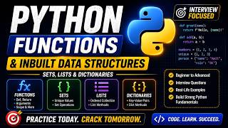 Python Functions & Data Structures Explained | Lists, Sets & Dictionaries | Data Engineering