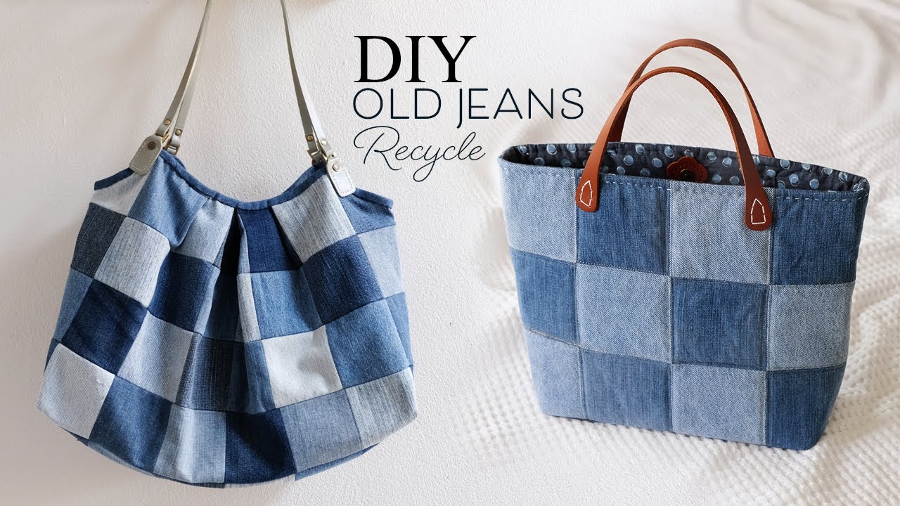 2Ideas DIY Old jeans recycle | Tote bag | Fast Speed Tutorial | Old ...