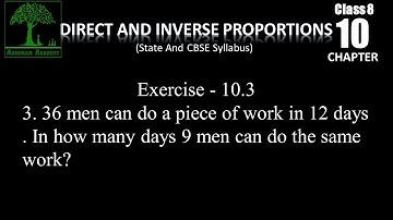 Class 8 Direct and Inverse Proportions Exercise - 10.3