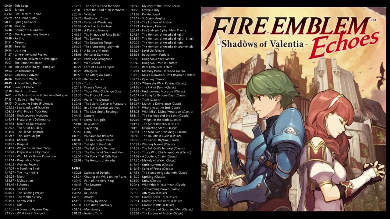 Fire Emblem Echoes: Shadows of Valentia Full OST - YouTube Fire Emblem Echoes: Shadows of Valentia Full OST - YouTube