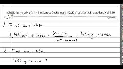 Molality to molarity pt2