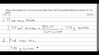 Molality to molarity pt2