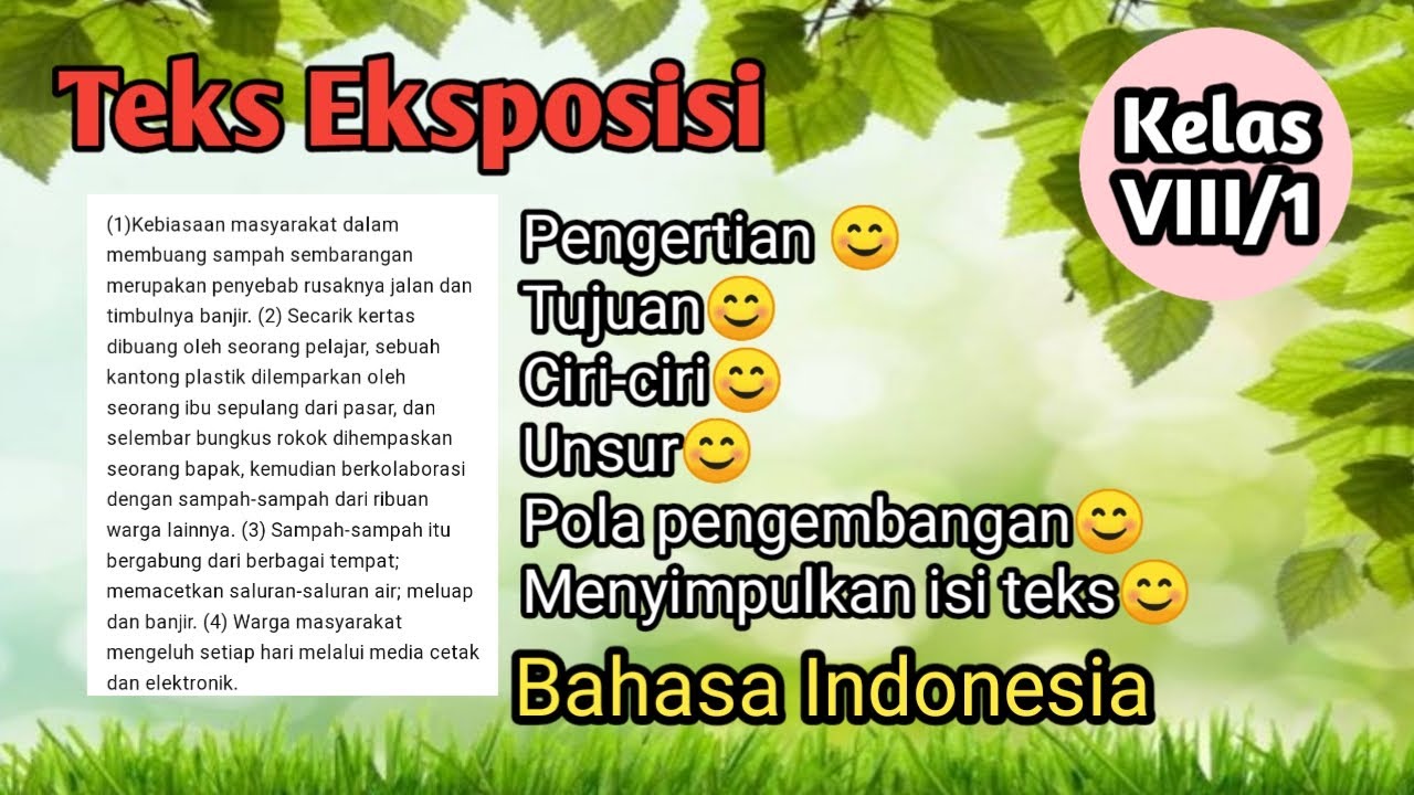 Teks Eksposisi Bahasa Indonesia kelas 8 semester 1 | Menyimpulkan isi