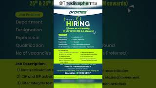 Promea Life Science Hiring Production Dept