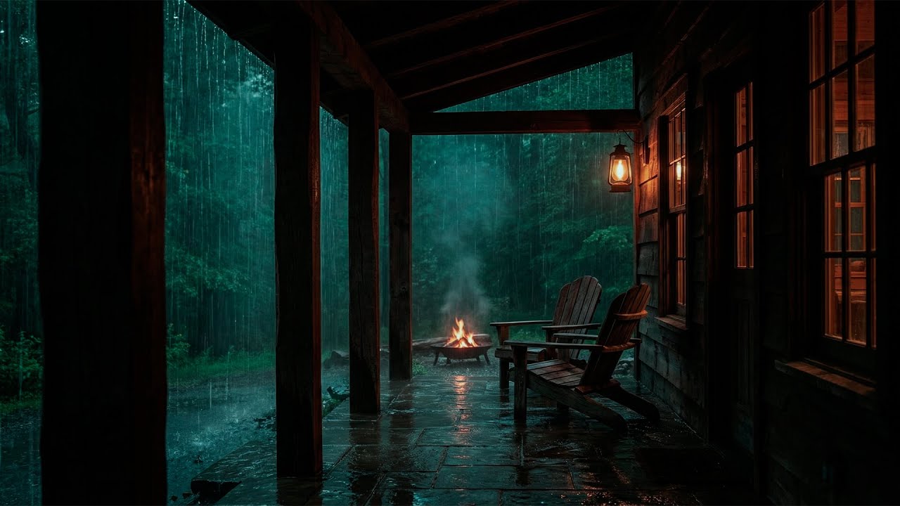 Heavy Rain in the forest and Thunderstorm sounds for Sleep