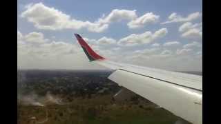 Kenya airways landing at Ndola International Airport.