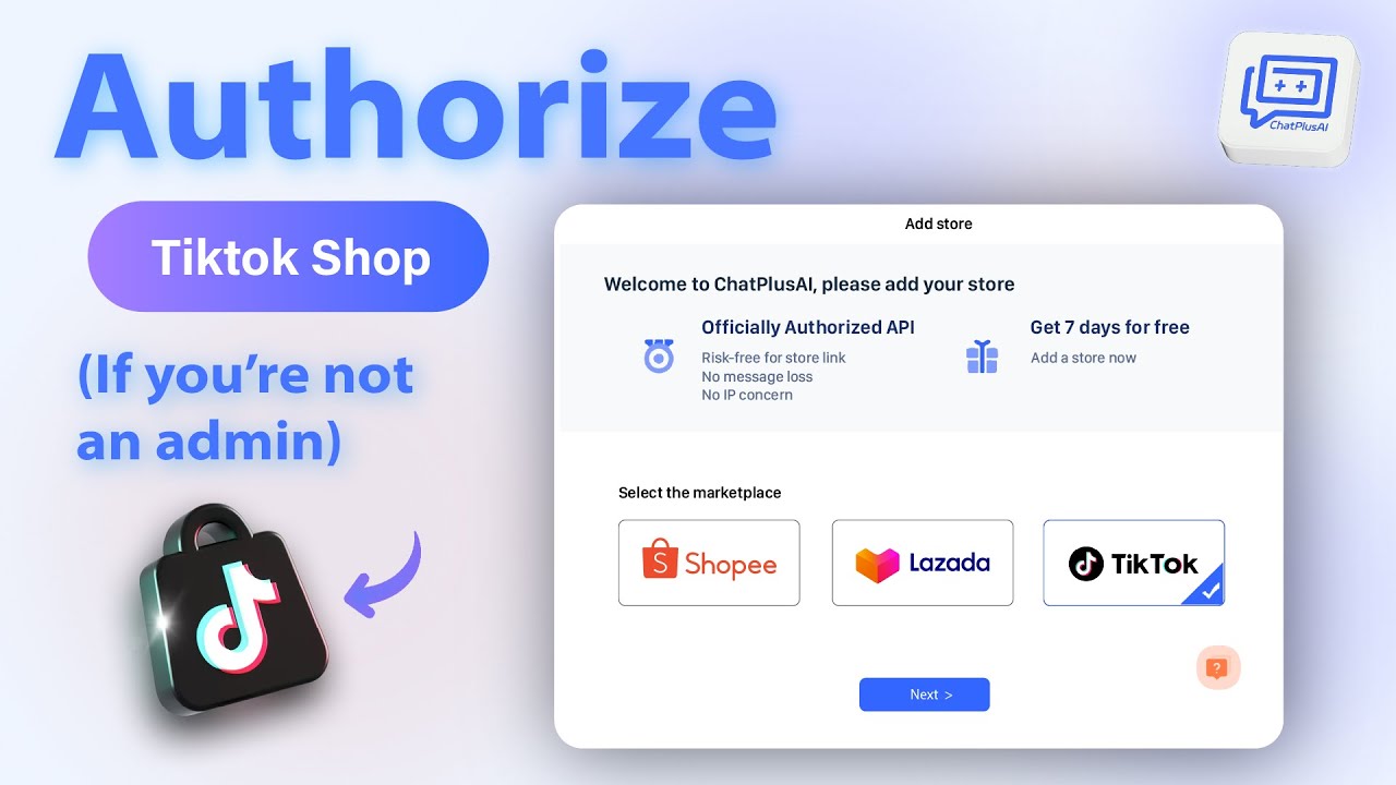 ChatPlus AI 2025 | Tiktokshop Authorization Method 2 | Via Admin