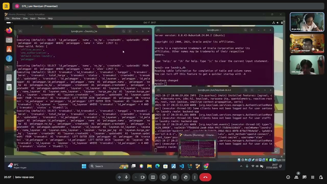 Arsitektur Sistem Laundry App: Integrasi React.js, Keycloak, dan MySQL di Virtual Machine