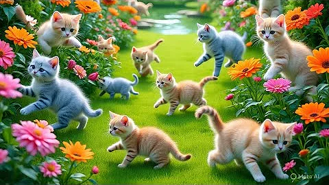 Video 11302701: cat best pets, cat cute pets, gray cat, laugh funny cat, brown cat, fight, cats dogs