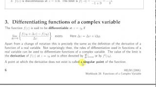 Differentiating Functions of a Complex Variable