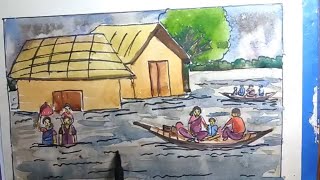 flood draw scenery watercolor