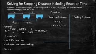 Solving for Stopping Distance (reaction distance + braking distance) screenshot 5