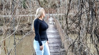 Walking on a VERY OLD SWINGING BRIDGE! in Harlan Kentucky