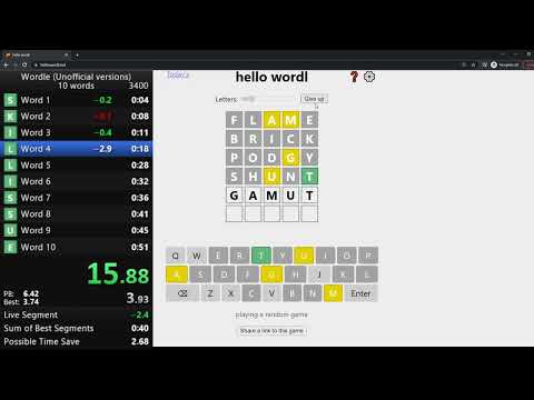 Wordle 10 Word Speedrun in 40.84