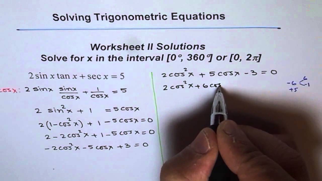 Trigonometric Equations Worksheet 11 Solution Q11 Pertaining To Solving Trigonometric Equations Worksheet Answers