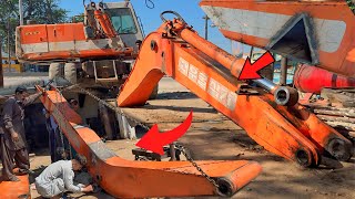 Repairing of Excavator Cracked Boom & Bushes Replacement || Amazing Mechanical Things ||