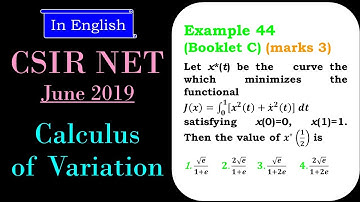 CSIR NET MATHEMATICS | Calculus of Variations | Minimize the Functional J(x)  (In English)