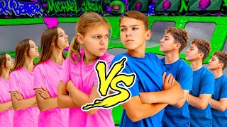 girls vs boys extreme trampoline park challenge