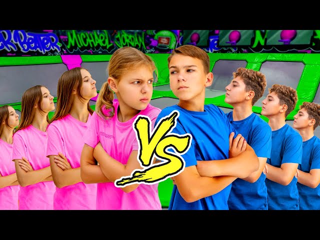 Girls vs. Boys EXTREME Trampoline Park Challenge class=