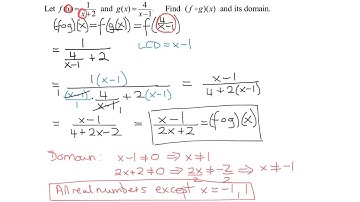 Find the Composition (f∘g)(x) of Rational Functions f(x)=1/(x+2), g(x)=4/(x-1), and Find its Domain