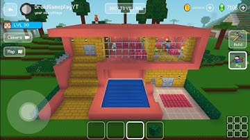 Modern House with Pool - Block Craft 3d: Building Game