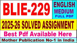 BLIE 229 solved assignment 2025-26 || blie 229 solved assignment 2026 in English || ignou blie229