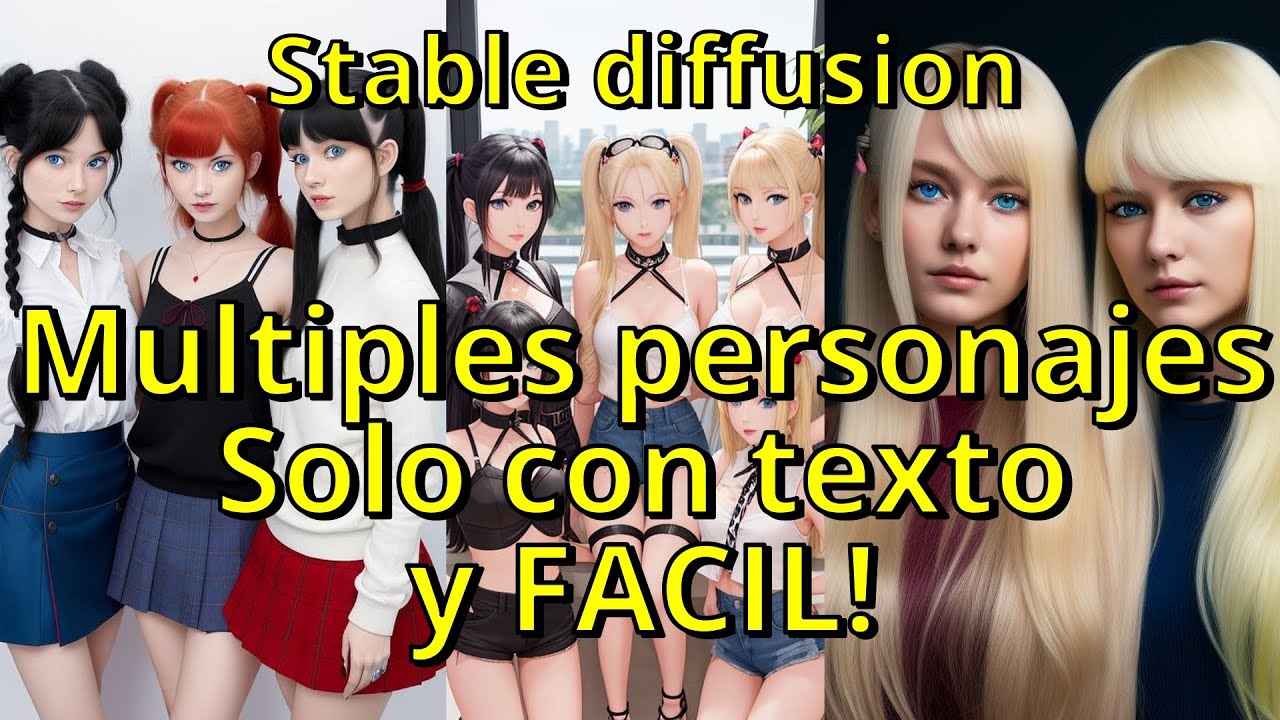 Múltiples personajes con tu prompt | Stable diffusion en español - YouTube