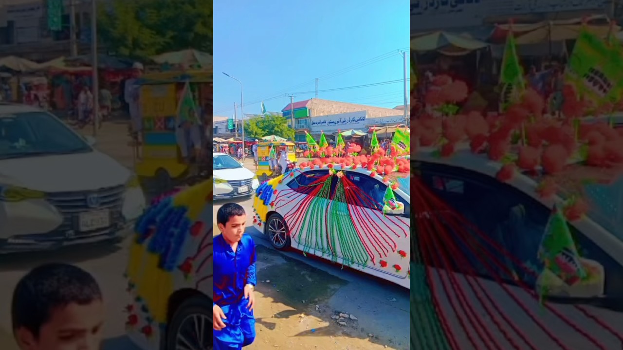 car decoration on 12 rabiawal jashan Eid un Milad nabi celebration day 2025 #shortvideo #short