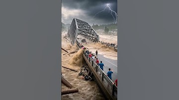 Moment the Bridge Almost Swept Away by Heavy Floods! #viral #shorts