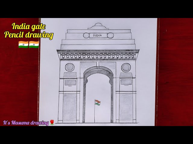 HOW TO DRAW FEMOUS ARCHITECTURE : INDIA GATE || INDIA GATE DRAWING IN  PERSPECTIVE || PENCIL SKETCH - YouTube