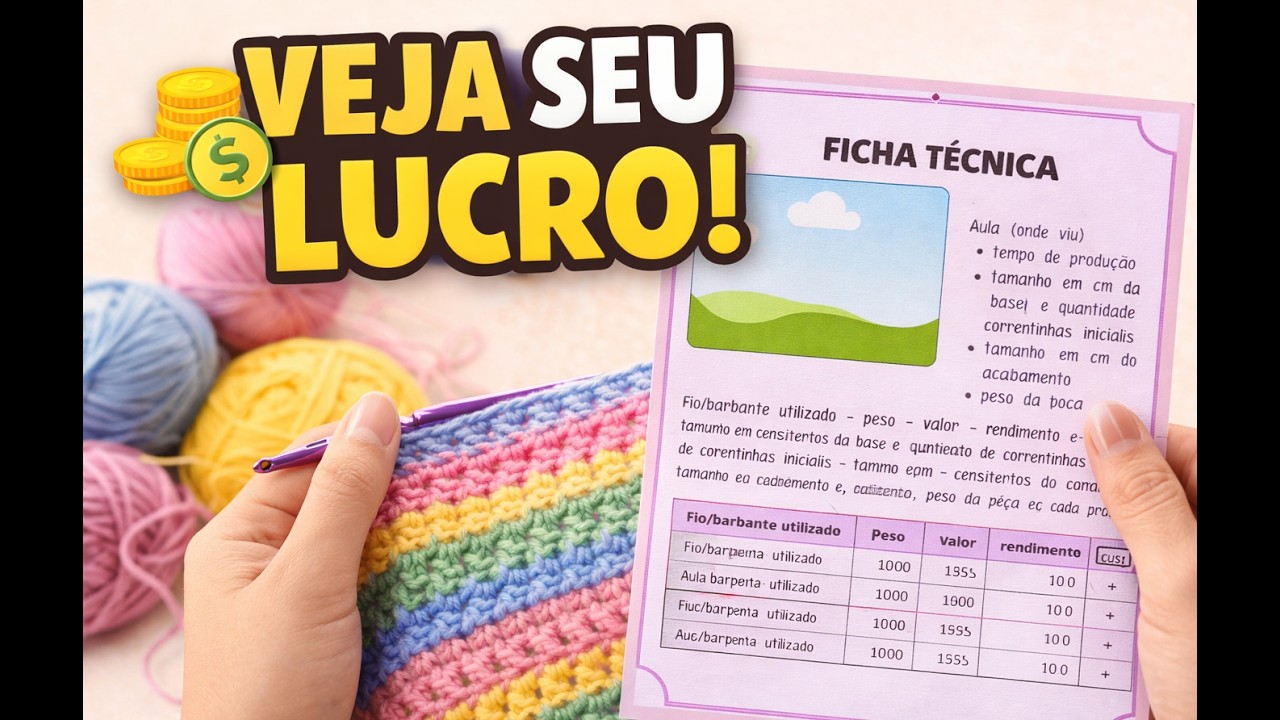 Fichas técnicas de crochê: a ferramenta que mudou meu lucro.