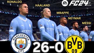 WHAT HAPPEN IF MESSI, RONALDO, MBAPPE, NEYMAR, PLAY TOGETHER ON MANCHESTER CITY VS DORTMUND