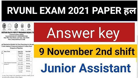 Rvunl Junior Assistant Exam Full Review | Rvunl Exam Review | 9 November 2nd shift Answer key